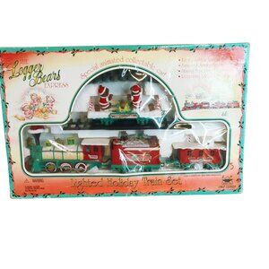 Logger Bears Express Train Set Christmas Music Holiday New Bright 1996 No. 177
